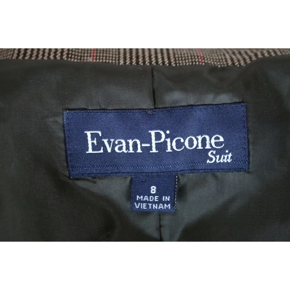 PRISTINE VINTAGE Evan Picone CLASSIC Brown Glen Plaid Blazer w/ Pocket Hanky - Picture 9 of 10